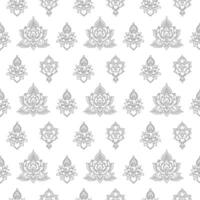 Seamless Black and White Lotus Floral Pattern Design for Background or Textile. vector