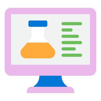 Computer Monitor with Laboratory Flask Icon vector