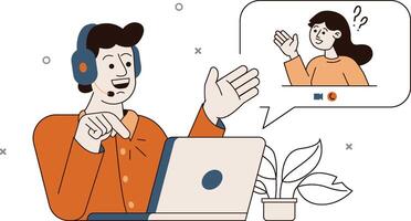 WTech Support Helping Customer vector