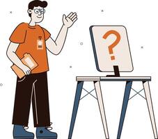Person Asking Question at Computer vector
