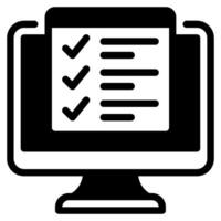 Digital Checklist on Monitor solid vector