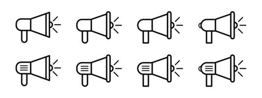 Megaphone icon set. Electric megaphone with sound icon vector