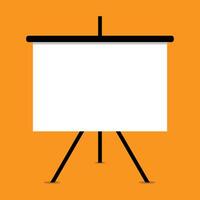 Screen projector for cinema, movie, games and meetings in flat design with shadow. White blank presentation board. Education empty wall frame for meetings and school. vector