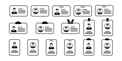 ID card icon set. Line ID card badge. Pass card identity vector
