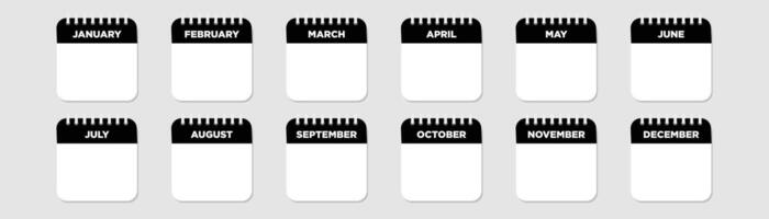 Calendar month set icon set vector