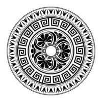Greek black round ornament on white background. Round ornament with Greek key meanders. Greek key. Greek pattern. Typical egyptian, assyrian motives, circle border. Illustration vector