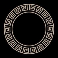 Gold round classic frame. Greek meander. Round antique border of Greek. Patterns of Greece and Ancient Rome. Round European border. Typical Egyptian, Assyrian and Greek motifs. vector