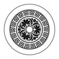 Greek round ornament. Ornamental black pattern on a white background. Round ornament with Greek key meanders. Greek key. Typical egyptian, assyrian motives, circle border. Illustrati vector