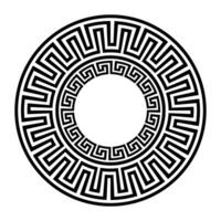 Greek key meanders round frame on white background. Patterns of Greece, ancient Rome. Classic egyptian, assyrian, greek motives. Circle european border. For textile, embroidery, porcelain, engraving vector