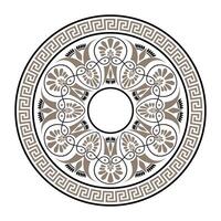 Ornamental golden black pattern on a white background. Round ornament with Greek key meanders. Greek key pattern. Greek circle ornament. Typical egyptian, assyrian motives, circle border. Illustration vector