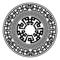 Greek round pattern on white background. Decorative round frame. Abstract geometric ornament. Greek key meanders. Illustration. Classic egyptian, assyrian, greek motives vector