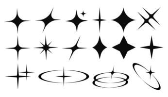 Set of Retro Y2K Star Icons vector