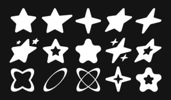 Collection of Retro Y2K Star Silhouettes, Icons vector
