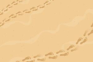 Summer time, sand with footsteps path. Top view of footsteps on a beach background. vector