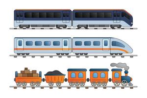 Illustration of various train types vector