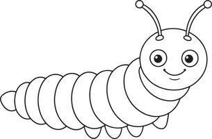 Silkworm cute line art for children bug learning and coloring fun vector