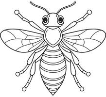 Yellowjacket cartoon bug drawing for kids coloring and learning vector