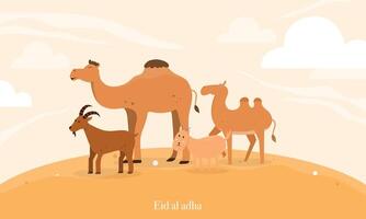 Goat Cow Camel Icons for Eid al Adha Design vector
