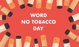 Word no tobacco day background with cigarette vector
