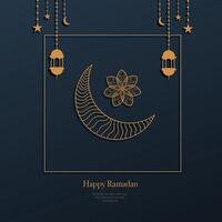 Elegant Crescent and Lantern Ramadan Design vector