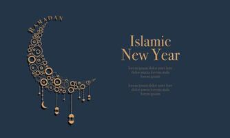 Ramadan Crescent Moon and Stars Background vector