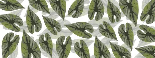Light Green Leaf Pattern with Natural Jungle Texture vector
