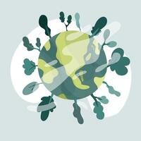 Earth Surrounded By Green Plants And Microorganisms vector