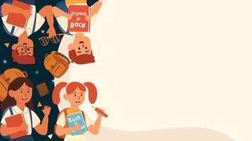 Illustration of multiple children forming a border around an empty space for school messages vector