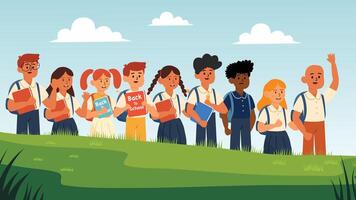 Students celebrating back to school vector