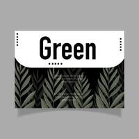 Modern green foliage banner with horizontal minimal composition vector