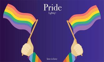 Two waving pride flags over elegant dark background vector