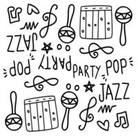 Music Notes and Instruments in Jazz Party Style vector