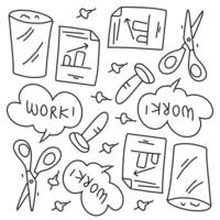 Office Work Doodles with Speech Bubble Elements vector