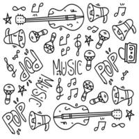Music Doodle Elements with Instruments and Notes vector
