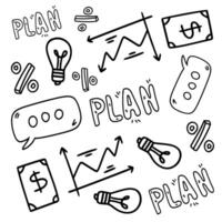 Planning and Growth Doodles with Strategy Elements vector