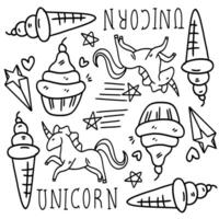 Unicorns, Rainbows, and Rockets in Fantasy Style vector
