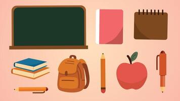 Colorful school supplies arrangement vector