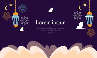Colorful lanterns and snowflakes on purple vector
