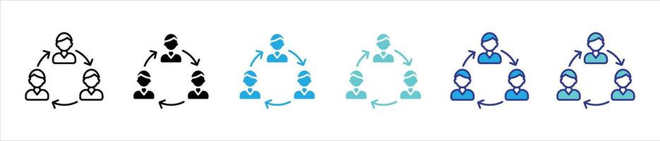 collaboration icon set. containing depicting seamless teamwork, communication, and workflow dynamic in modern network thin line and color style icon symbol sign vector