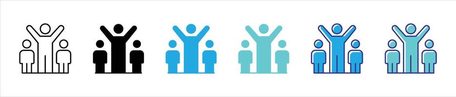 celebrating icon set. contain success, teamwork, collaboration, achievement in modern communities thin line and color style icon symbol sign vector