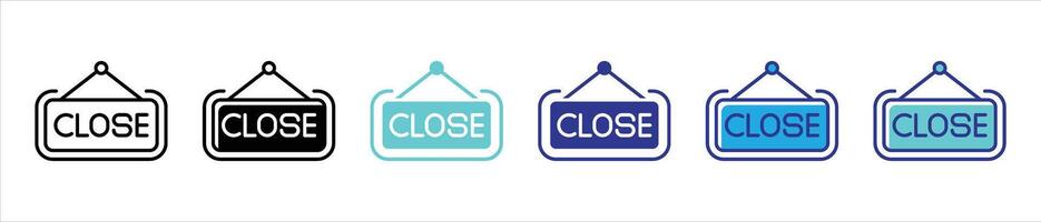 close icon set. close sign store outline stroke and different color style icon vector