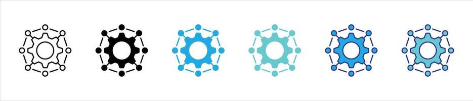 automation icon set. containing AI gear, connectivity, technological evolution, network, system thin line and color style icon symbol sign for your app and web vector
