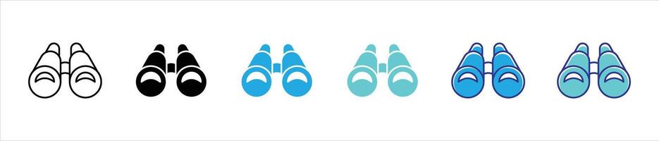 binocular icon set. containing discovery, visionary thin line and color style icon symbol sign vector