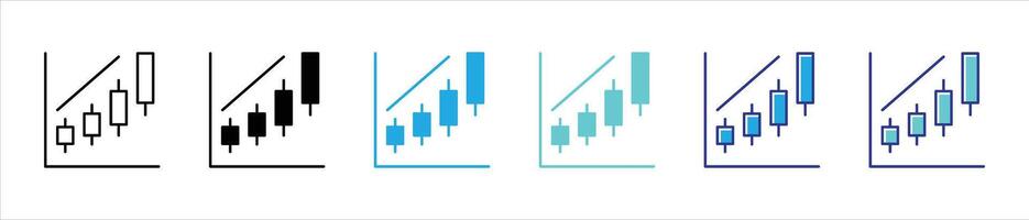 elevating market insight icon set. candlestick chart for financial analytics, stock trading, data trend thin line and color style icon symbol sign vector