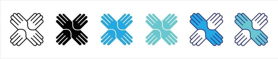 collaboration icon set. containing teamwork, mutual respect across boundaries thin line and color style icon symbol sign vector