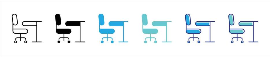 workspace icon set. containing office chair and desk icon design for modern and minimalist environments, icon thin line and color style symbol sign for your app and web vector