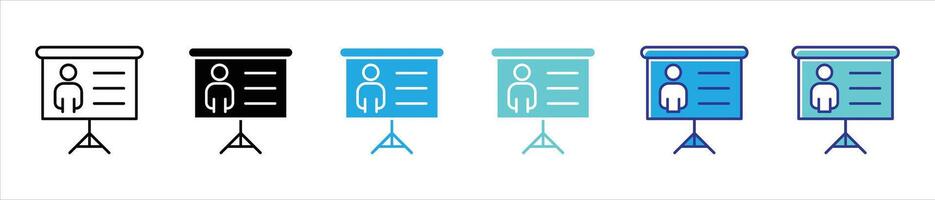 professional presentation icon set. a sleek symbol of organized profile and data driven showcase thin line and color style icon vector