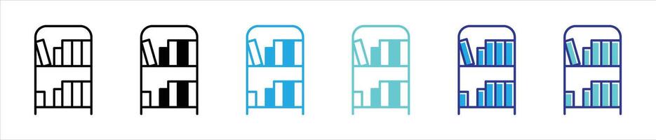 bookshelves icon set. containing knowledge, storage, library thin line and color style icon symbol sign for your app and web vector