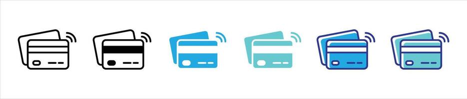 credit card icon set. credit card payment thin line and color style icon vector