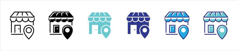 store location icon set. shop location thin line and different color style icon for your app and web vector